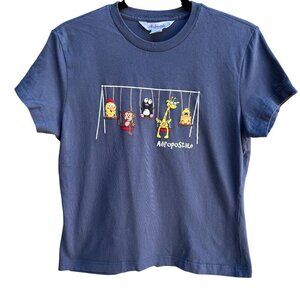 Aeropostale Vintage Y2K Babydoll Animal Swing Graphic Boyfriend Tee Blue Shirt M